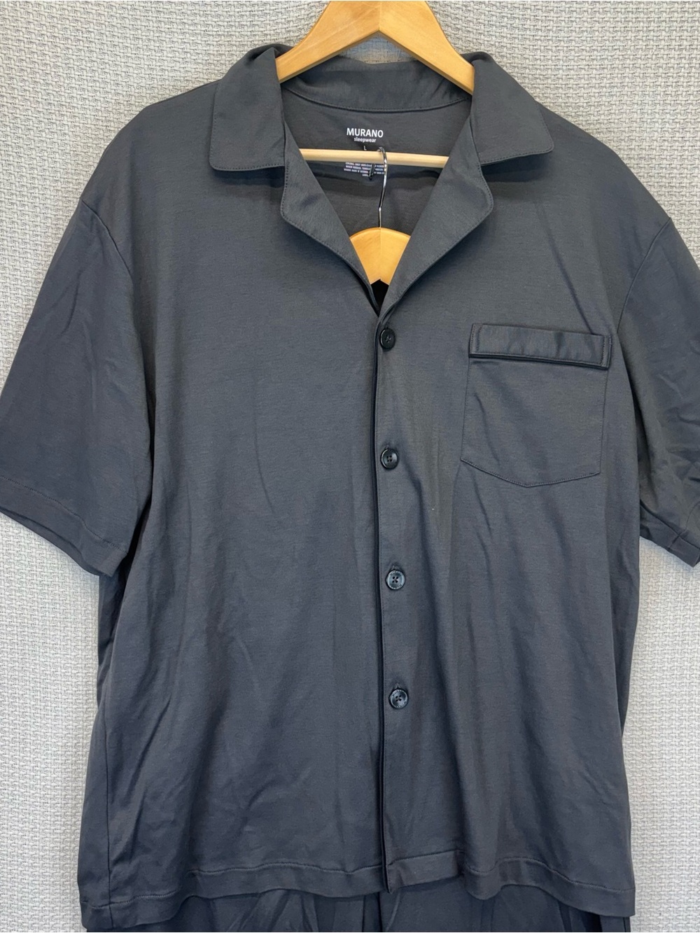 NWT Murano Men’s Two Piece Black Soft Pajama Set Sz Large 100% Cotton Pants/Top - Picture 2 of 11